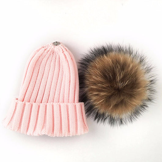 Pomkin Original Pink Natural Fur Pomkin Hat