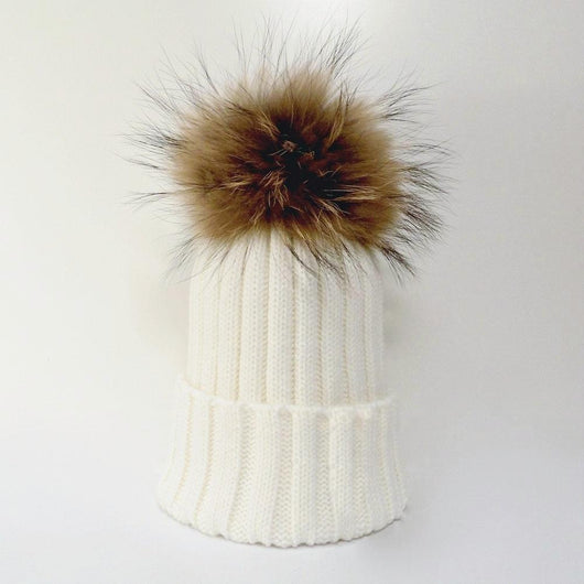 pomkin Original White Natural Fur Pomkin Hat