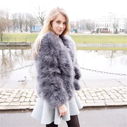 Pomkin Ostrich Feather Jacket - Light Grey
