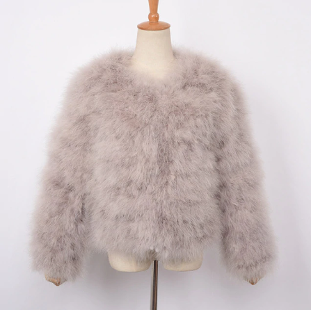 Pomkin Ostrich Feather Jacket - Sand Grey