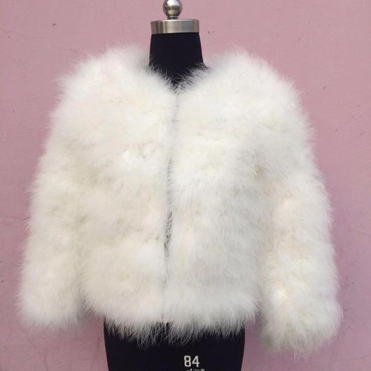 Pomkin Ostrich Feather Jacket - White