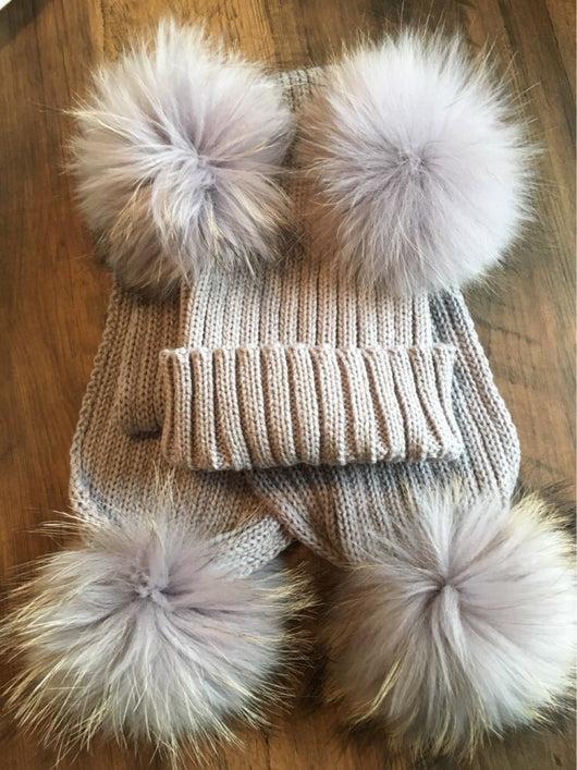 Pomkin Pale Grey Fur Pom Pom