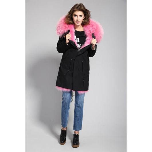 Pomkin Pink Fur Black Parka