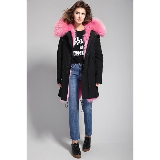 Pomkin Pink Fur Black Parka