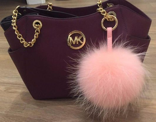 Pomkin Pink Fur Pom Keychain