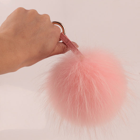 pomkin Pink Fur Pom Keychain