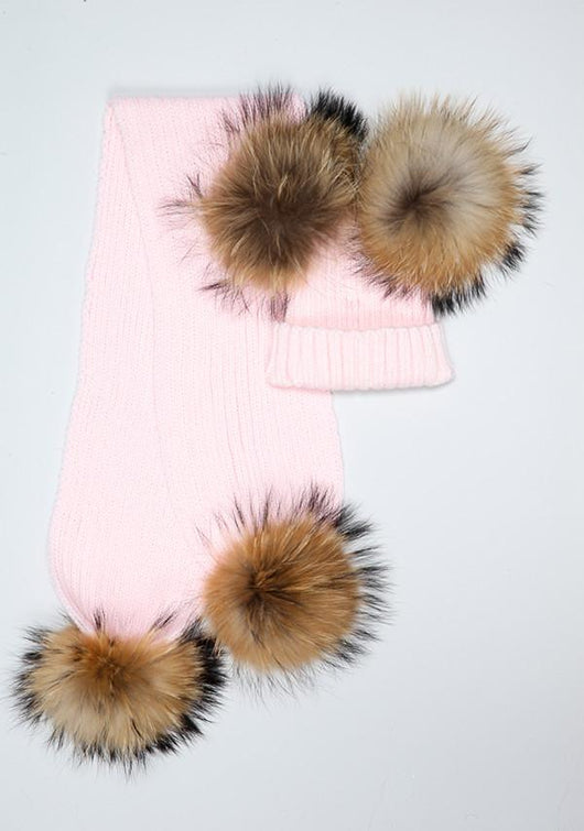 Pomkin Pink Pomkin Hat + Scarf Set