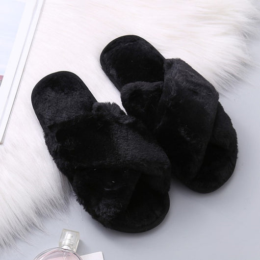 Pomkin Plush Faux Fur Home Slippers