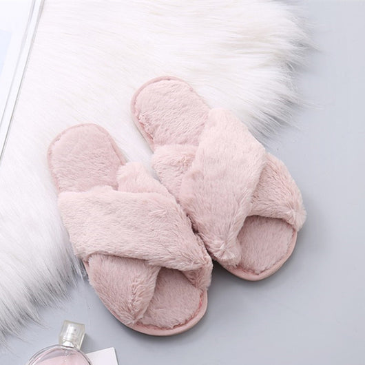 Pomkin Plush Faux Fur Home Slippers