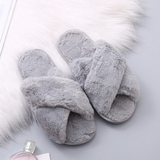 Pomkin Plush Faux Fur Home Slippers