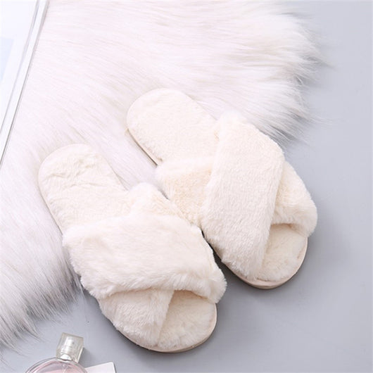 pomkin Plush Faux Fur Home Slippers