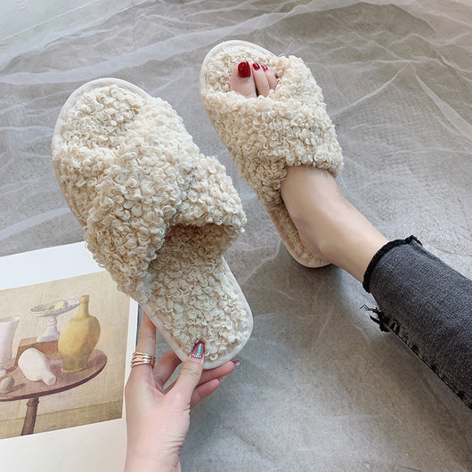 pomkin Plush Faux Fur Home Slippers