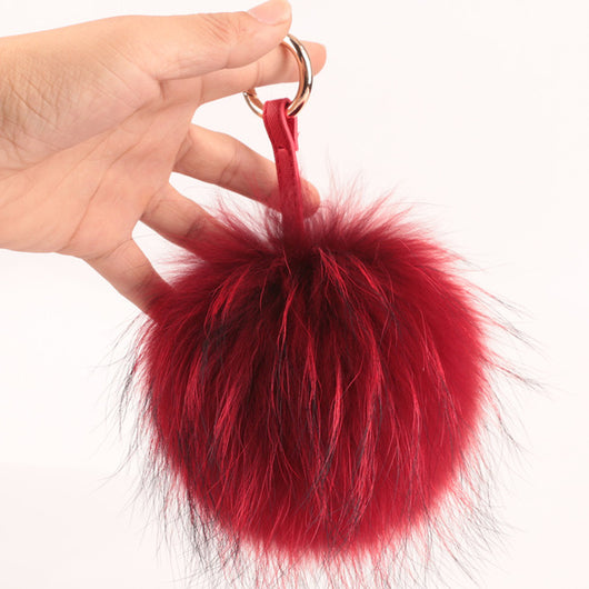 Pomkin Red Fur Pom Keychain