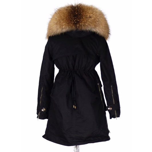 Pomkin Removable Fur Hood Parka Black + Black Zips