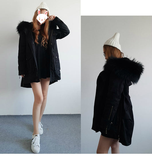 Pomkin Removable Fur Hood Parka Black + Black Zips