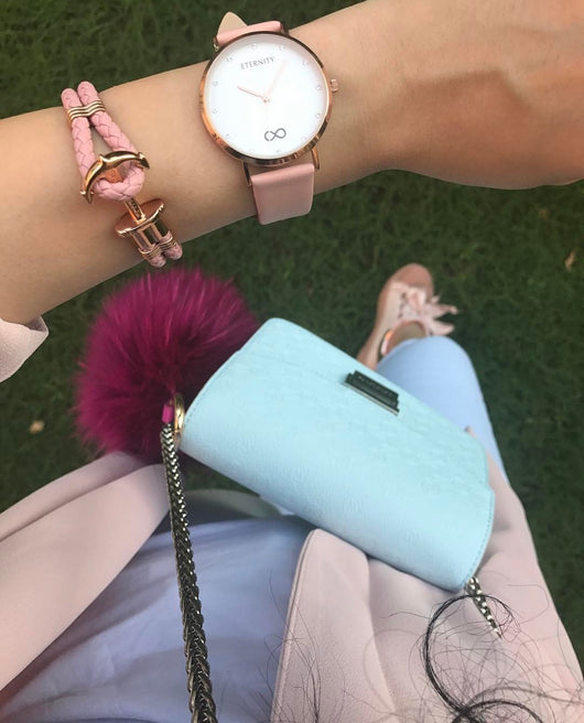 Pomkin Rose Fuscia Fur Pom Keychain