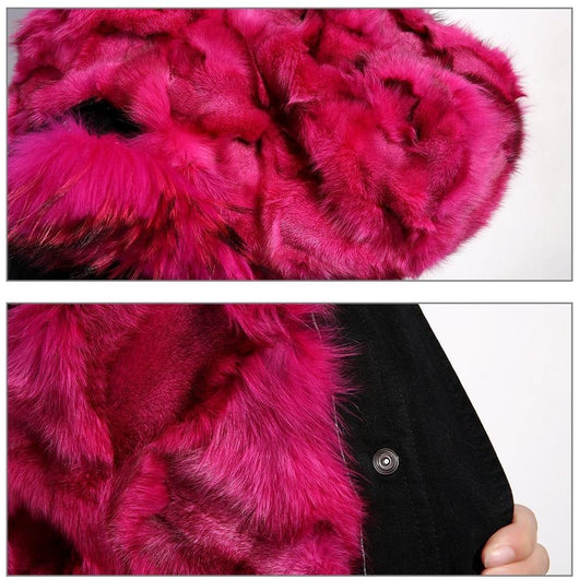 Pomkin Rose Pink Fur Black Parka
