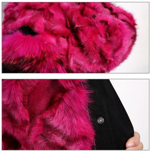 Pomkin Rose Pink Fur Black Parka