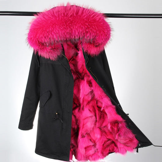 pomkin Rose Pink Fur Black Parka