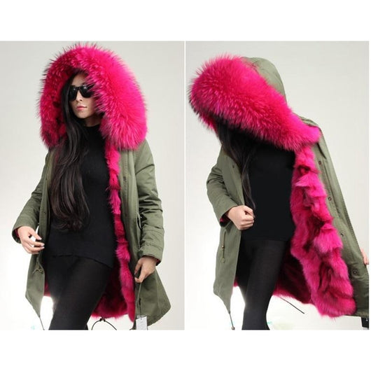 Pomkin Rose Pink Fur Green Parka