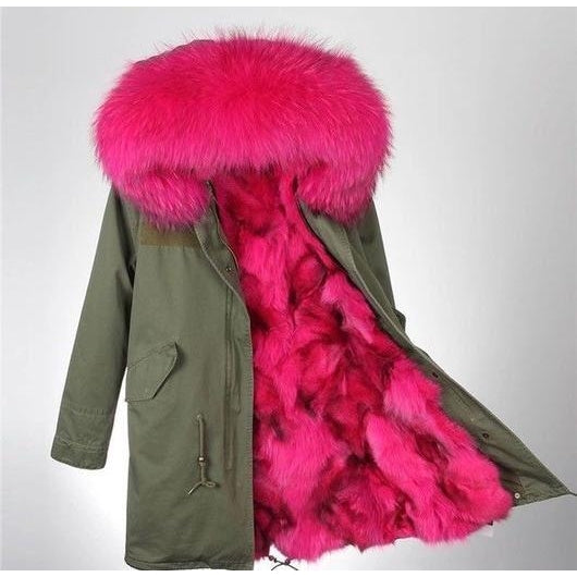 pomkin Rose Pink Fur Green Parka