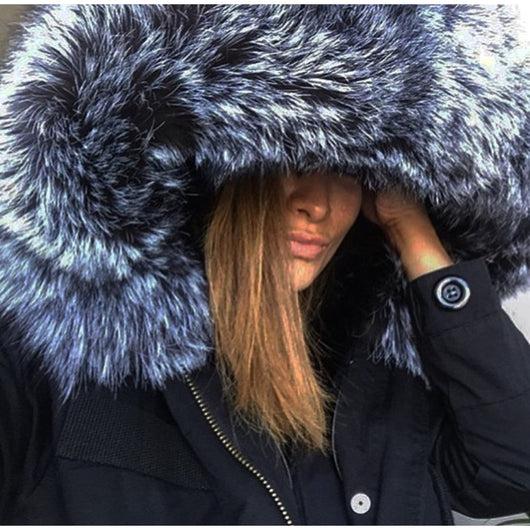 Pomkin Silver Fox Fur Black Parka