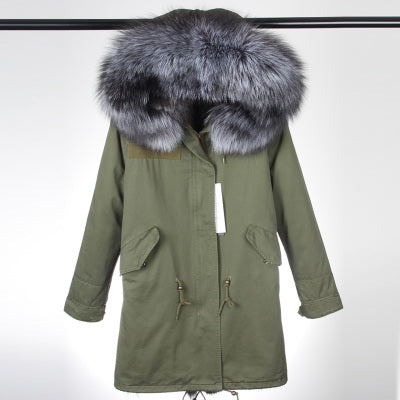 Pomkin Silver Fox Fur Green Parka