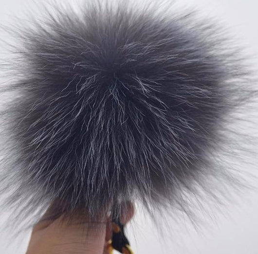 Pomkin Silver Fox Pom Keychain