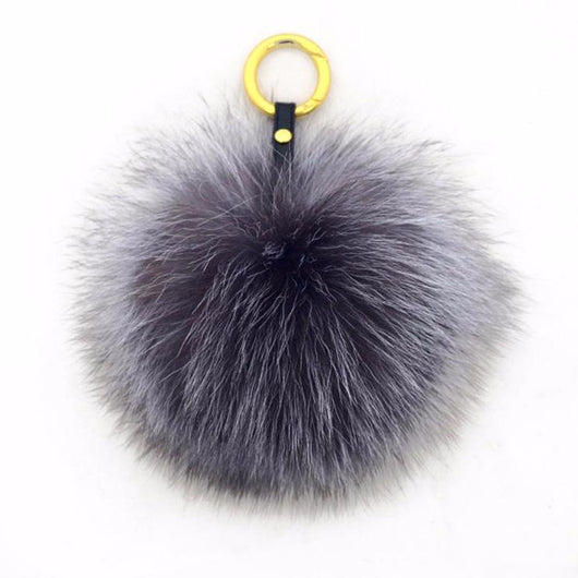 pomkin Silver Fox Pom Keychain