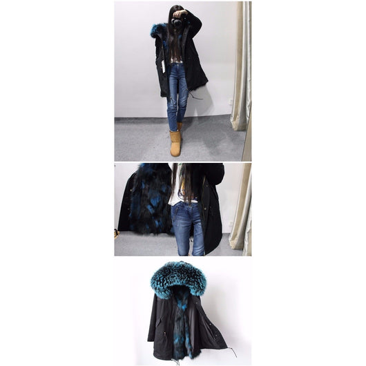 Pomkin Teal Fur Black Parka