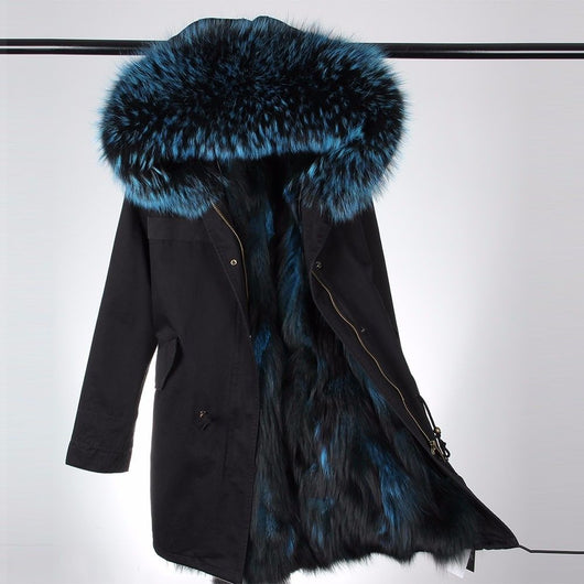 pomkin Teal Fur Black Parka