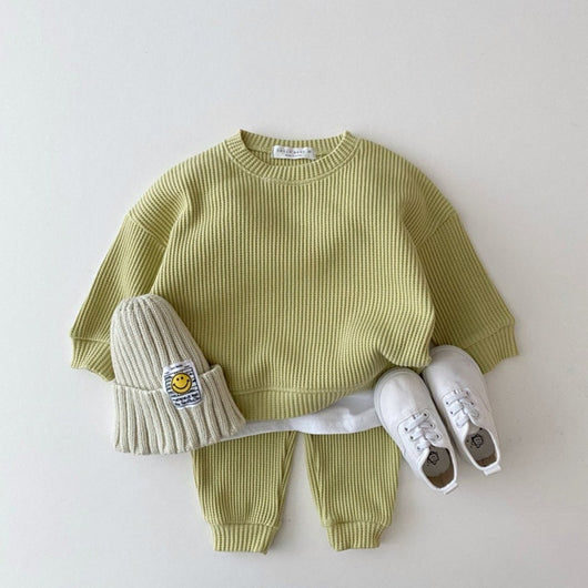 pomkin Waffle Knit Sweatshirt & Jogger Pants- Set
