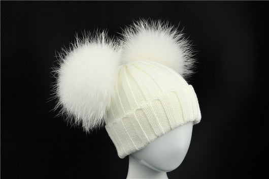 Pomkin White Double Pomkin Fur Hat
