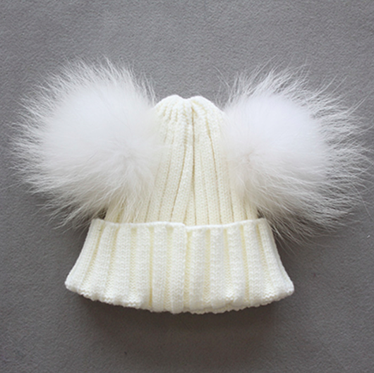 pomkin White Double Pomkin Fur Hat