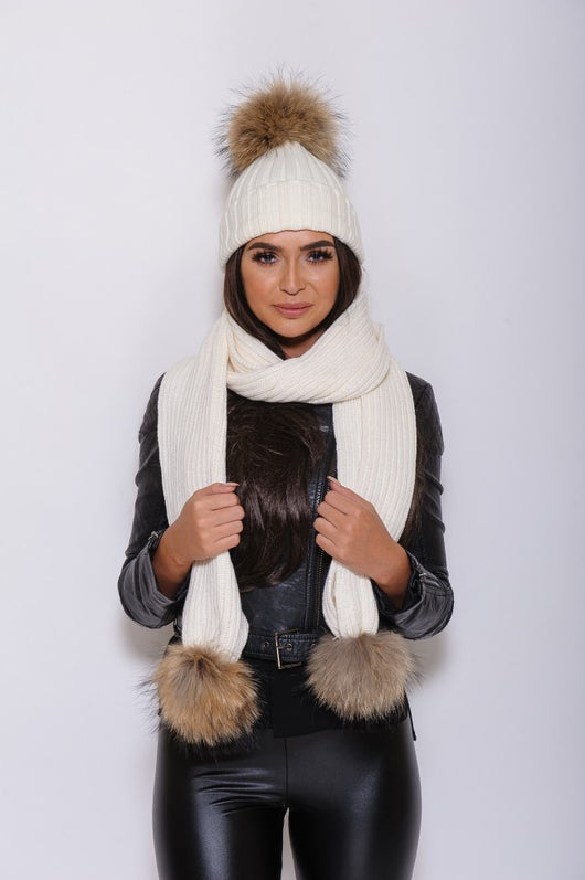 pomkin White Pomkin Hat & Scarf Set