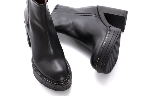 Pons Quintana BLACK BABY CALF OLIVIA HEEL ANKLE BOOT