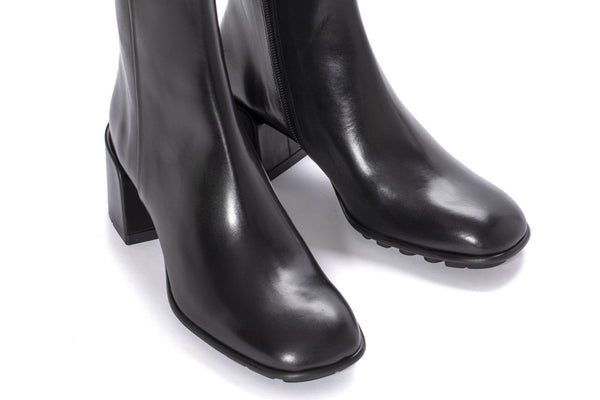 Pons Quintana BLACK GINGHAM BABY CALF HEEL ANKLE BOOT