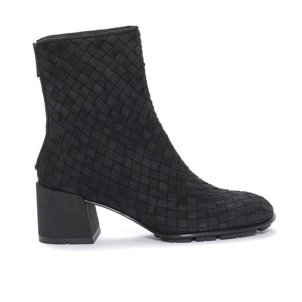 pons quintana BLACK SUEDE GINGHAM HEEL ANKLE BOOT 8MM