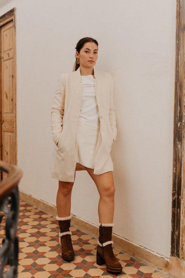 pons quintana BOTIN TACON OLIVIA VELOUR TOFFE + MOUTON BEIGE