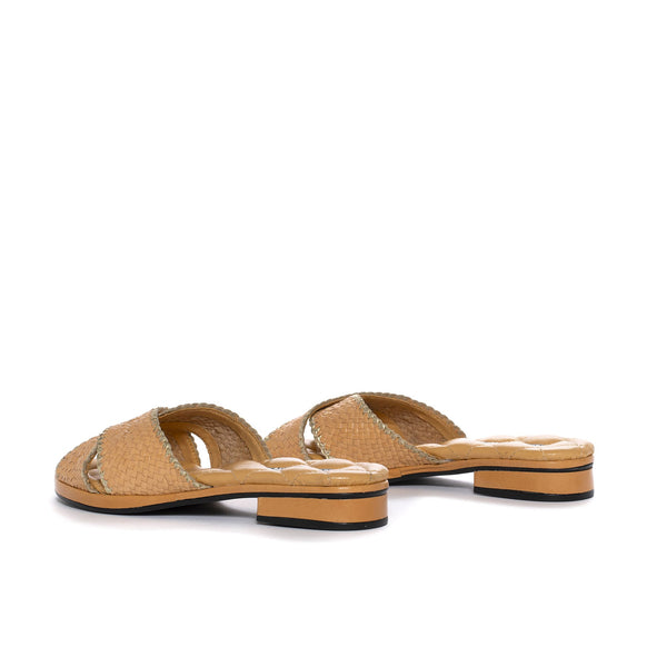 Pons Quintana DIANA FLAT SANDAL IVORY-PLATINUM METAL