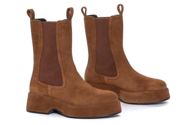 Pons Quintana FLIPER VELOUR TOFFE PLATFORM ANKLE BOOT