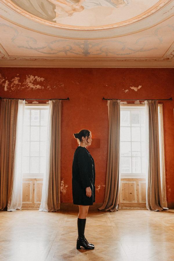 pons quintana GINGHAM BABY CALF HEEL BOOT + BLACK STRETCH NAPA