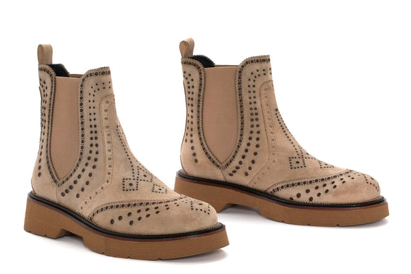 Pons Quintana JIMMY VELOUR CAMEL PLATFORM ANKLE BOOT