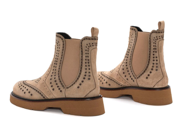Pons Quintana JIMMY VELOUR CAMEL PLATFORM ANKLE BOOT
