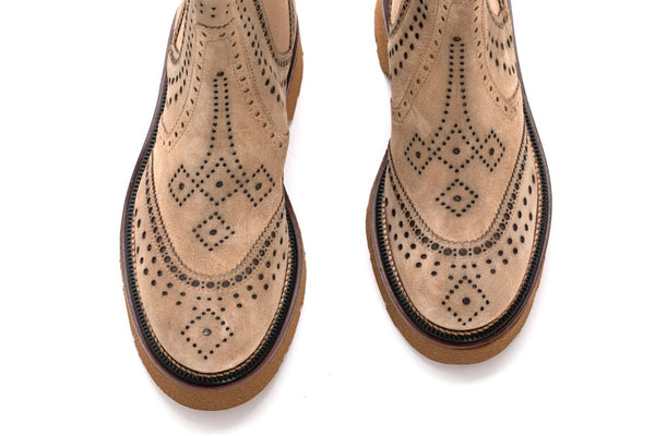 Pons Quintana JIMMY VELOUR CAMEL PLATFORM ANKLE BOOT