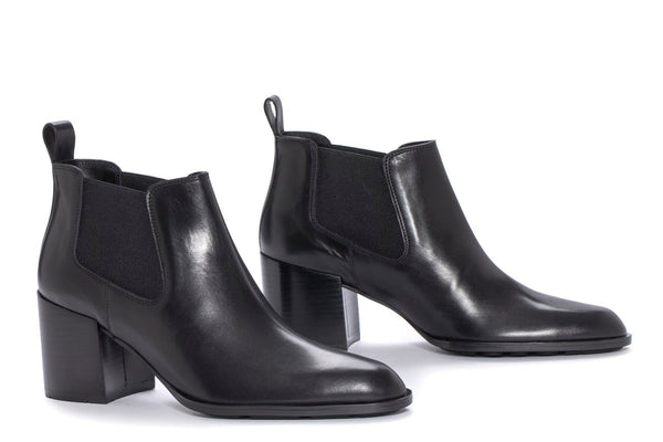 Pons Quintana MEGHAN HEEL ANKLE BOOT IN BLACK BABY CALF