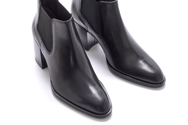 Pons Quintana MEGHAN HEEL ANKLE BOOT IN BLACK BABY CALF