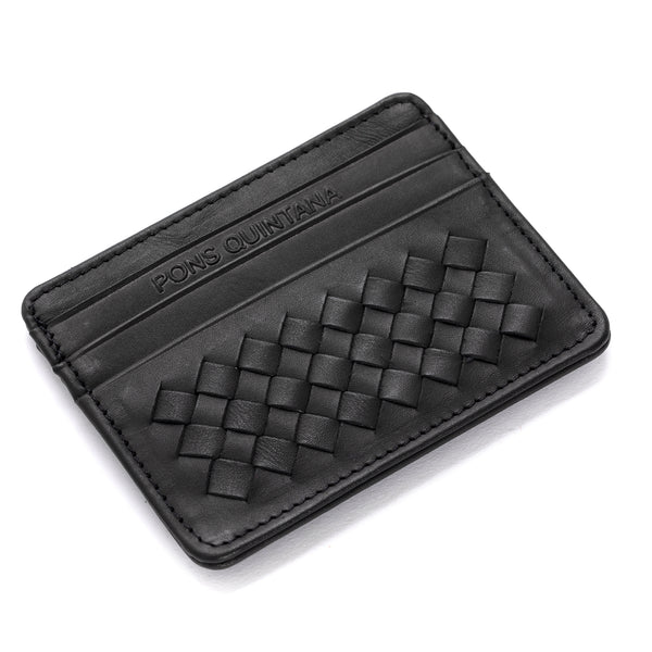 Pons Quintana BLACK BRAIDED CARD HOLDER