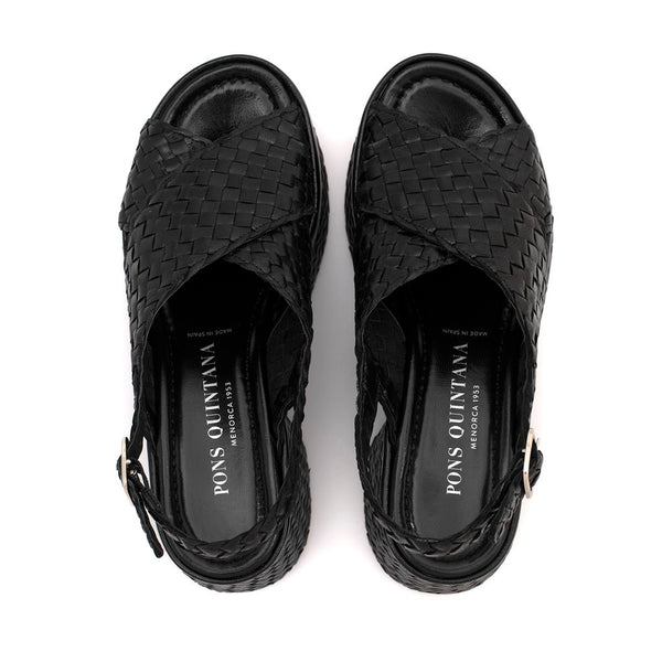 Pons Quintana Black Lille Platform Sandal