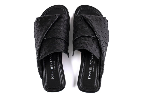 Pons Quintana BLACK TINA FLAT SANDAL